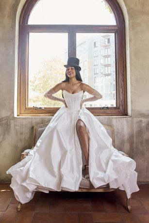 Galina Signature Sculpted Corset Bodice Satin Wedding Dress